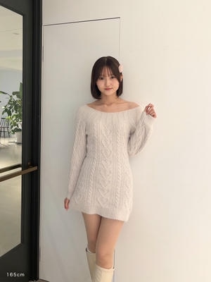 ハートケーブルニットワンピース