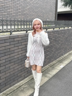 ボレロセットアーガイルニットワンピース