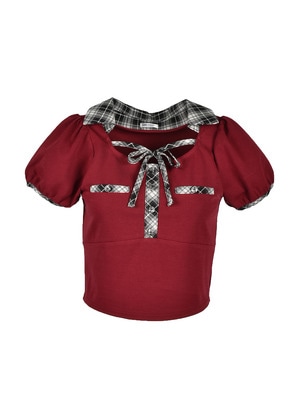 Point Ribbon Collar Rib Tops