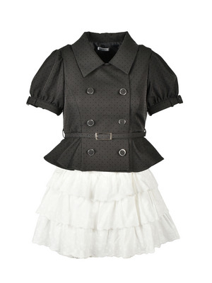 Dot Peplum Trench Coat Setup