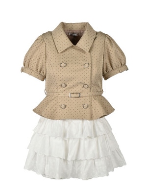 Dot Peplum Trench Coat Setup