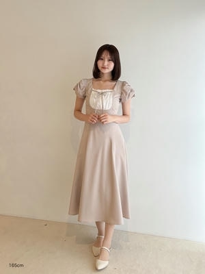 バストギャザー切替ワンピース