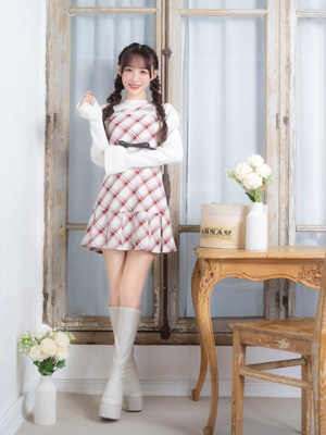 リボンベルトプリーツワンピース