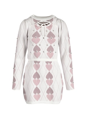 Heart Argyle Knit Set