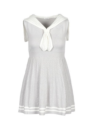 Tie Collar SleeveLess Knit Onepiece